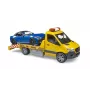 Bruder MB Sprinter autotransporter met licht- en geluidsmodule, oranje/blauw, incl. roadster