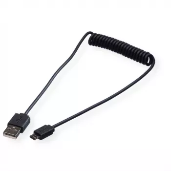 ROLINE USB 2.0 spiraalkabel - A - Micro B - ST/ST 1,0 m - afgeschermd - USB 2.0 Type Micro B - 1 mm - spiraalkabel (11.02.8317)