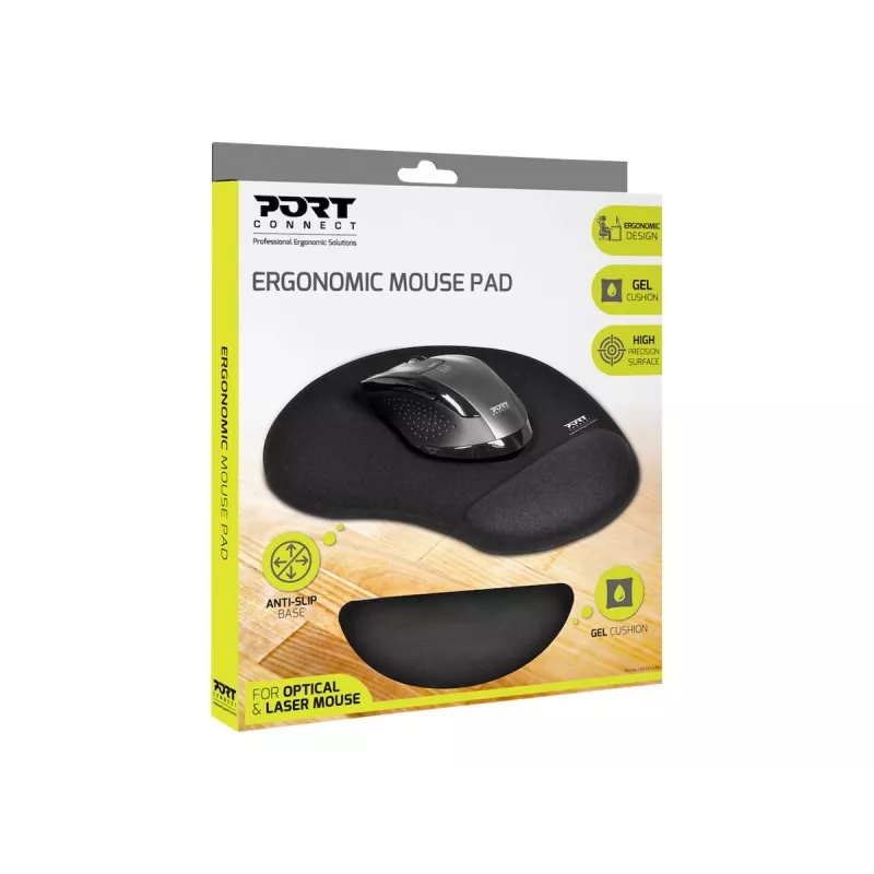 PORT CONNECT | Ergonomische muismat | 200 x 230 x 20 mm | zwart