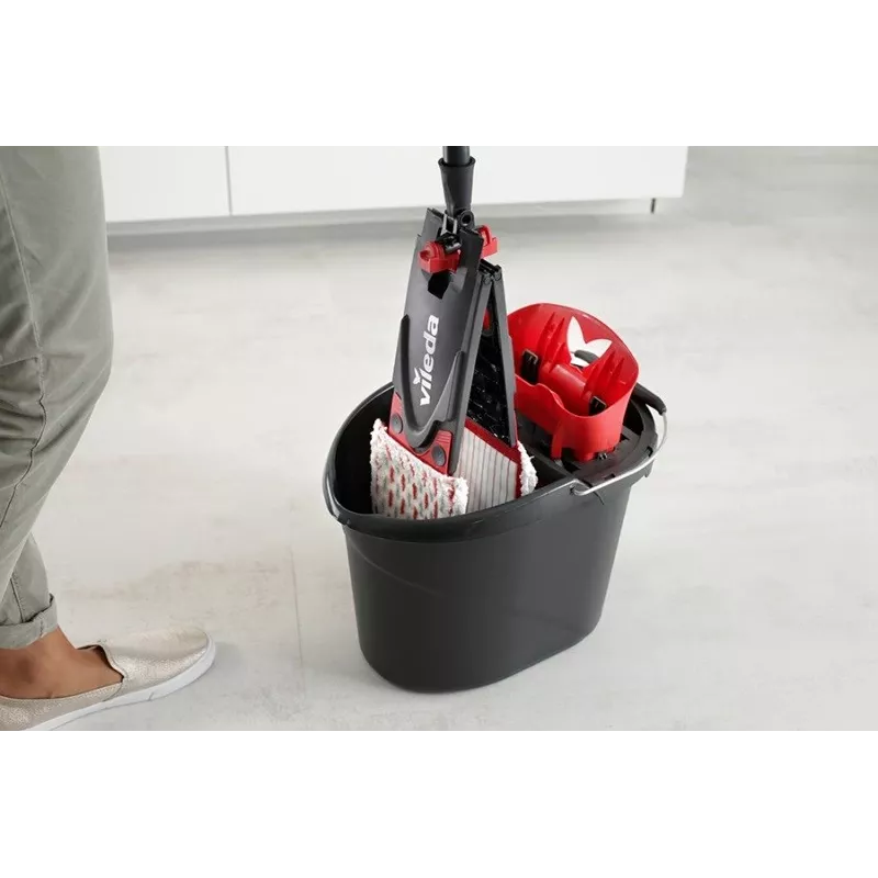 VILEDA wismop Ultramax XL Box — wasbare microvezel-360°-draaikop, opvouwbaar, voor harde vloeren