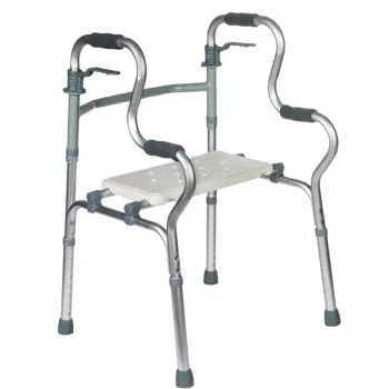 Revalidatie-looptrainer REHA FUND RF-133 3in1, aluminium/stalen frame, verstelbare hoogte 81–99 cm, 2 wielen, zitting, max. belasting 100 kg