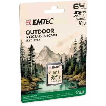 Flashgeheugen Emtec 64GB UHS-I SDHC V30/V10 Outdoor