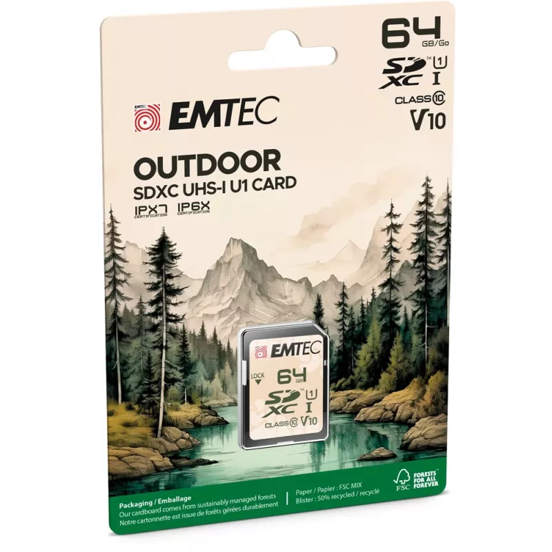 Flashgeheugen Emtec 64GB UHS-I SDHC V30/V10 Outdoor