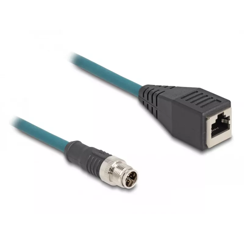 DeLOCK M12-adapterkabel X-gecodeerd 8 pin stekker naar RJ45 bus 50 cm