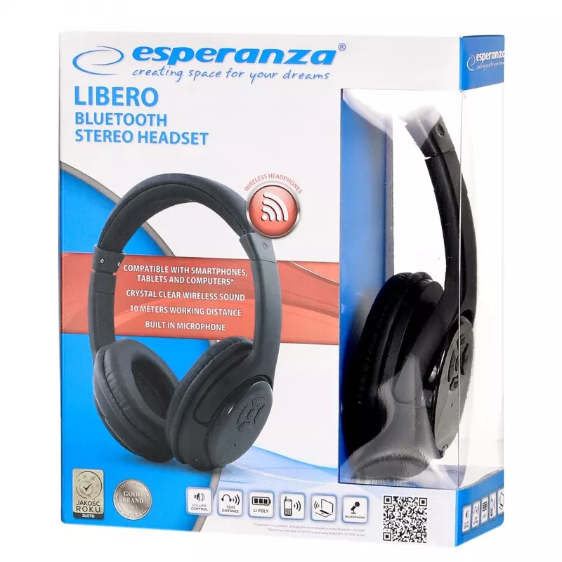 Esperanza Libero EH163K hoofdtelefoon draadloos hoofdband muziek mini-USB Bluetooth zwart