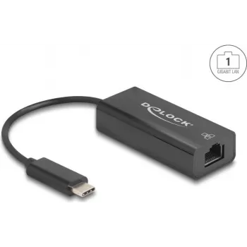 Netwerkadapter DELOCK 64306 USB Type-C naar Ethernet 100 Mbit/s, bedraad, zwart