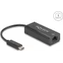 Netwerkadapter DELOCK 64306 USB Type-C naar Ethernet 100 Mbit/s, bedraad, zwart