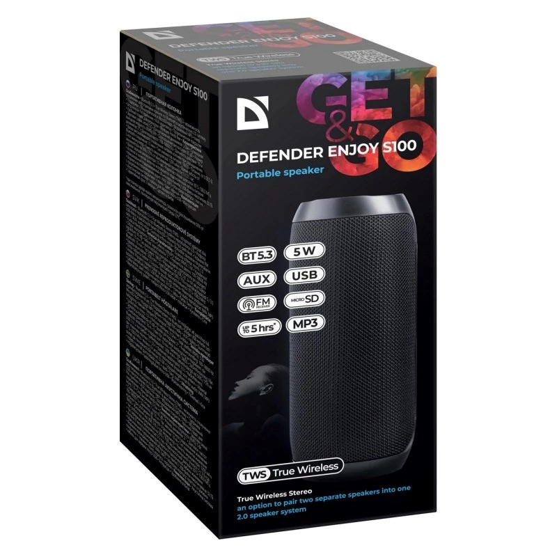 Defender Enjoy S100 Bluetooth-luidspreker, 5 W, zwart