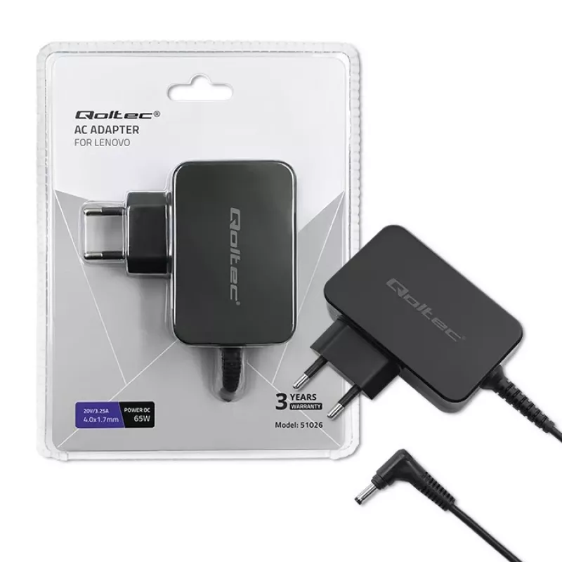 Qoltec 51026 voeding/adapter binnen/buiten 65 W zwart
