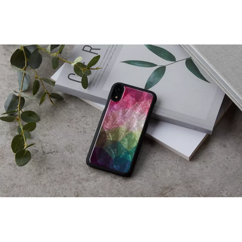 Smartphonehoesje iKins voor iPhone XR — waterbloemen-design, zwart