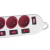 Maclean stekkerdoos, verlengsnoer 5 stopcontacten, met schakelaars, 250VAC/10A, 1.5m, MCE204 R/W