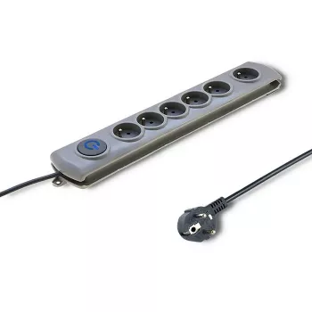 Overspanningsbeveiliging Qoltec 50165 grijs 6 AC-stopcontacten 230 V 1,8 m