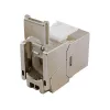 Afgeschermde Cat.6A slanke Keystone Jack, EQUIP 767223, gereedschapsloos, RJ-45, plat, zilver, 8 stuks