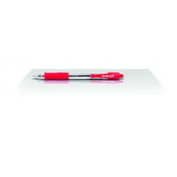 Balpen Stanger 18000300040 Softgrip intrekbaar — rode inkt, intrekbare punt, Softgrip
