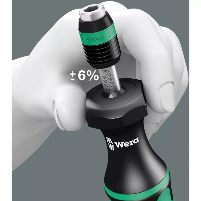 Momentschroevendraaier 7441, momentsleutel zwart/groen, voor 1/4 bits