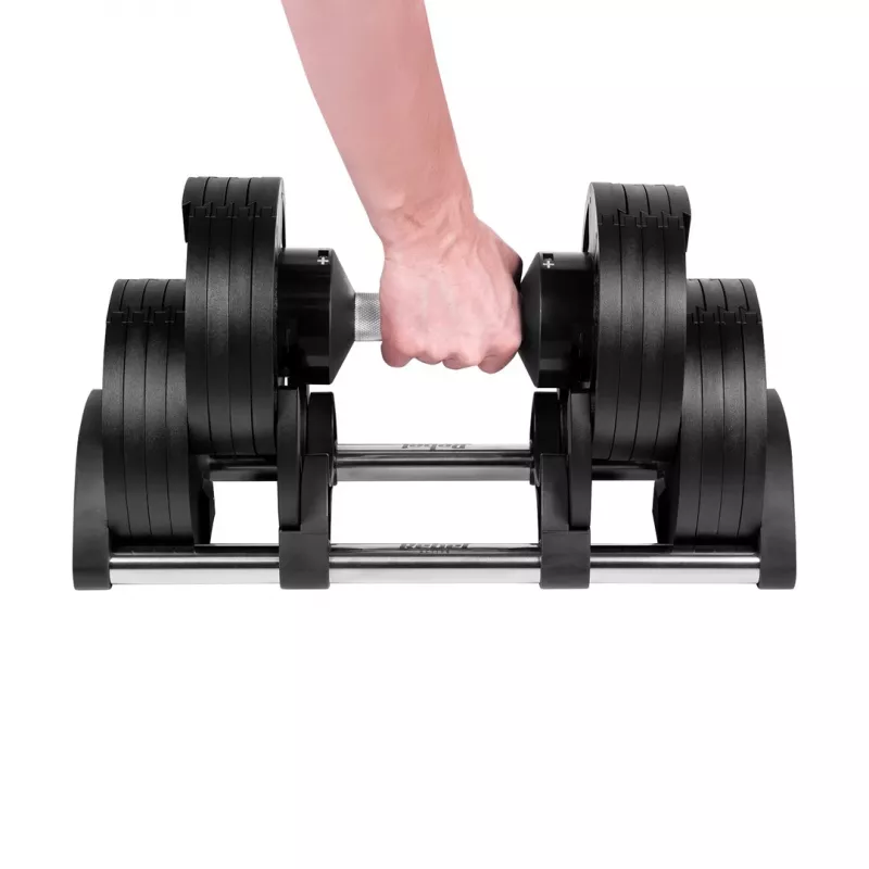 Verstelbare gietijzeren dumbbell Rebel Active 36 kg, automatische stappen van 2 kg