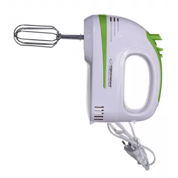 Handmixer ESPERANZA EKM011 — 400 W, 5 snelheden, turbo, kneedhaken en gardes, 220–240 V, wit/lichtgroen