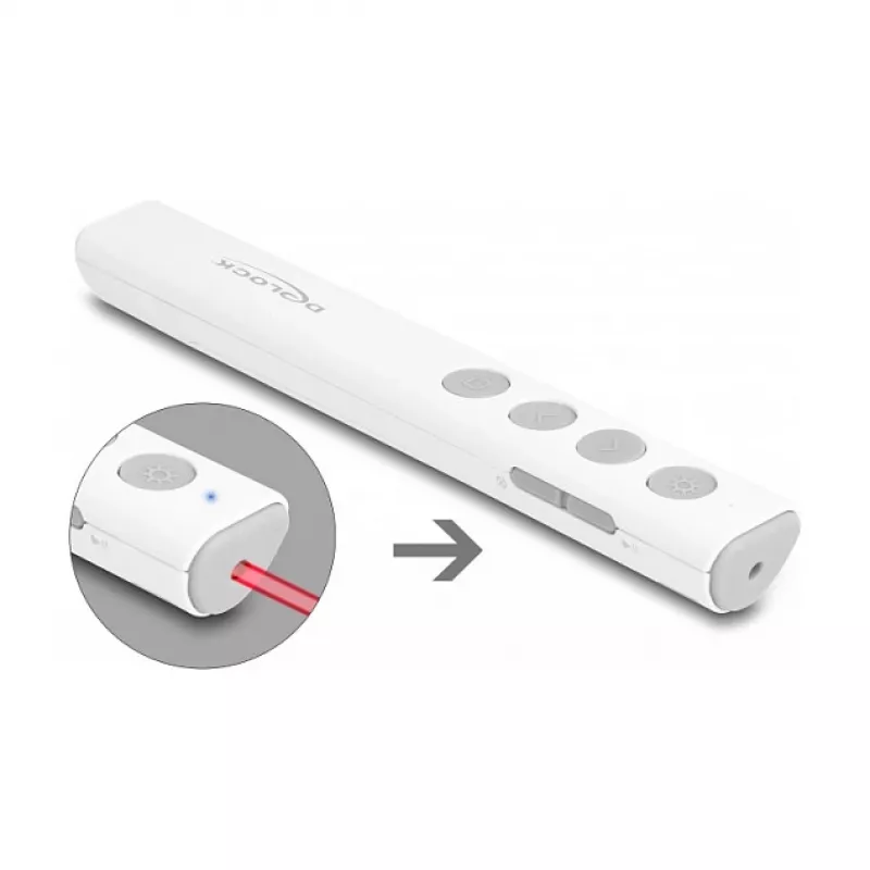 DeLOCK USB-laserpresenter wit draadloos USB RF Nano-ontvanger
