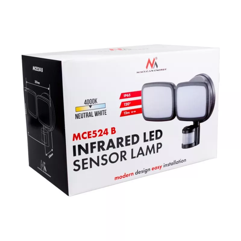 LED-wandlamp MACLEAN MCE524 met PIR-bewegingsmelder, model MCE524 B