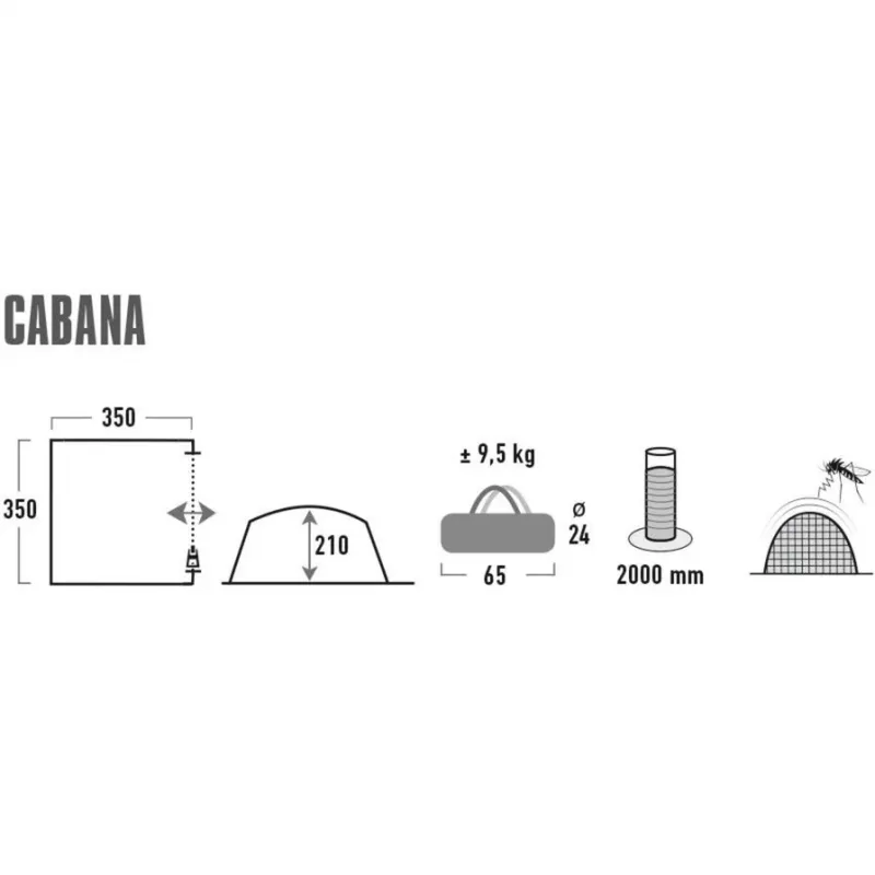 Paviljoen Cabana (grijs/limette, 3,5m x 3,5m)