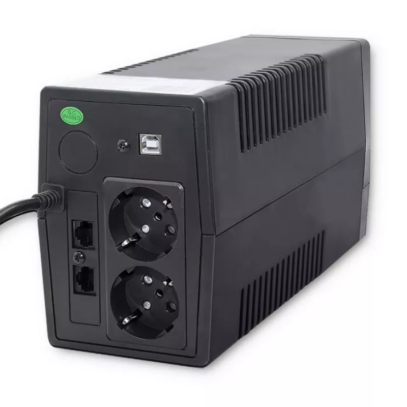 Qoltec Monolith UPS dubbelconversie online 0,65 kVA 360 W 2 stopcontacten