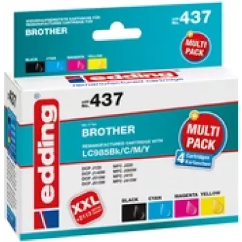 edding printerpatronen EDD-437 zwart, cyaan, magenta, geel compatibel met brother LC-985BK/C/M/