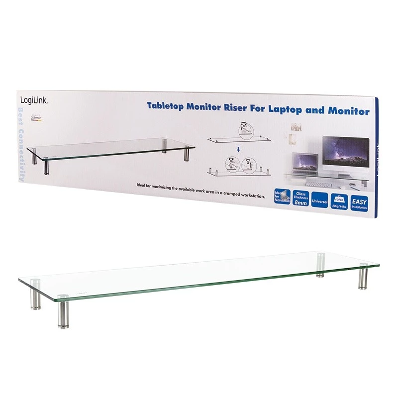 Monitorverhoging met glasplaat 1000 mm lang