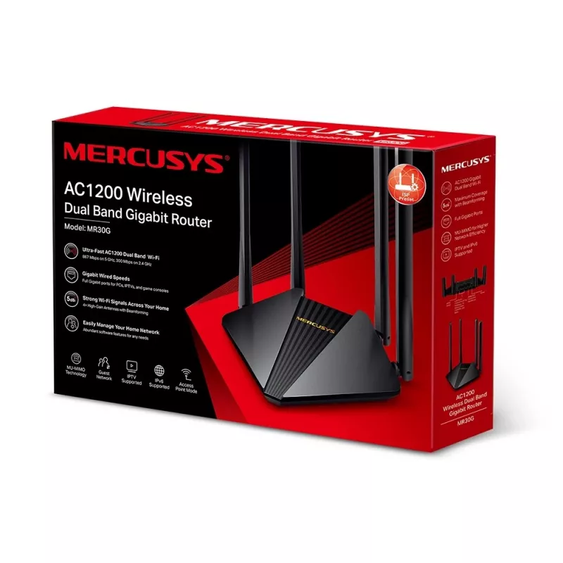 Mercusys MR30G draadloze router Gigabit Ethernet dualband (2,4 GHz / 5 GHz) zwart