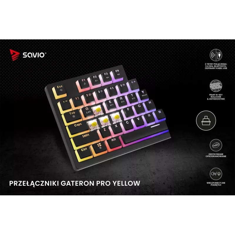 Savio SAVGK-PHENIX YELLOW PUDDING gele USB-toetsenbord