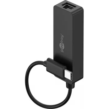 Goobay USB-C-Ethernet-adapter zwart – voor het aansluiten van een pc of Apple MacBook op een netwerk (76579)