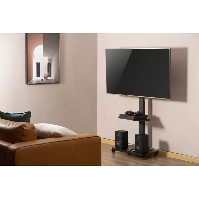 Gembird TVS-75S-02 TV-vloerstandaard met wielen, 37 - 75, zwart