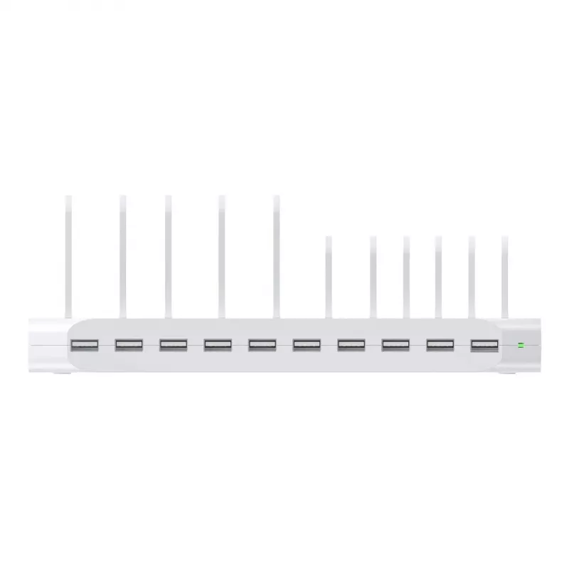 Unitek oplaadstation 10x USB 2.4A 60W wit