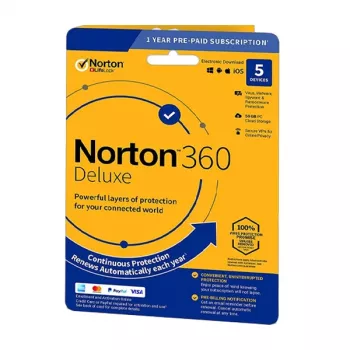 Norton 360 Deluxe | 5 apparaten | 1 jaar | 50 GB cloudopslag | EU | GEEN ABONNEMENT |