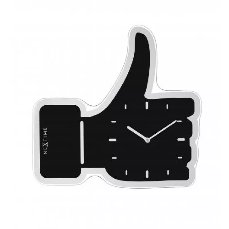 NeXtime wandklok 3072zw Thumbs up, 40,5x41 cm, wand, zwart/zilver