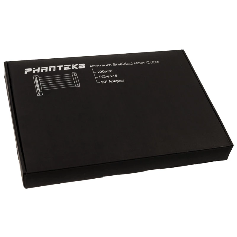 PHANTEKS PCIe x16 riser ribbon-kabel, 90 graden, 22 cm – zwart