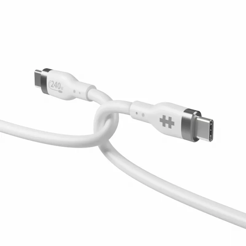 HYPER HyperJuice 240W Siliconen USB-C naar USB-C kabel (0,9 m/1 m) - Wit
