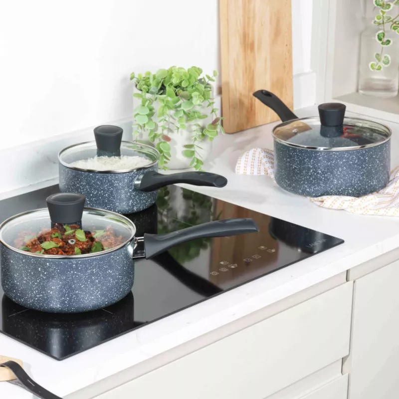 Pannenset Russell Hobbs Nightfall Stone 3-delig 16/18/20 cm antiaanbaklaag