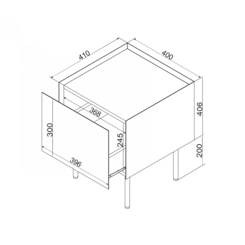 Nachtkastje Cama Meble FELLINI 40x41x60, olijf met geoliede eikenplaat, 1 lade, 2-pack
