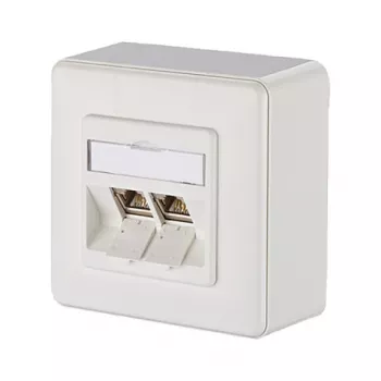 METZ CONNECT BTR E-DAT Module 8/8(8) AP - wanddoos - RJ-45 X 2 - zuiver wit, RAL 9010 (1309120002-E)