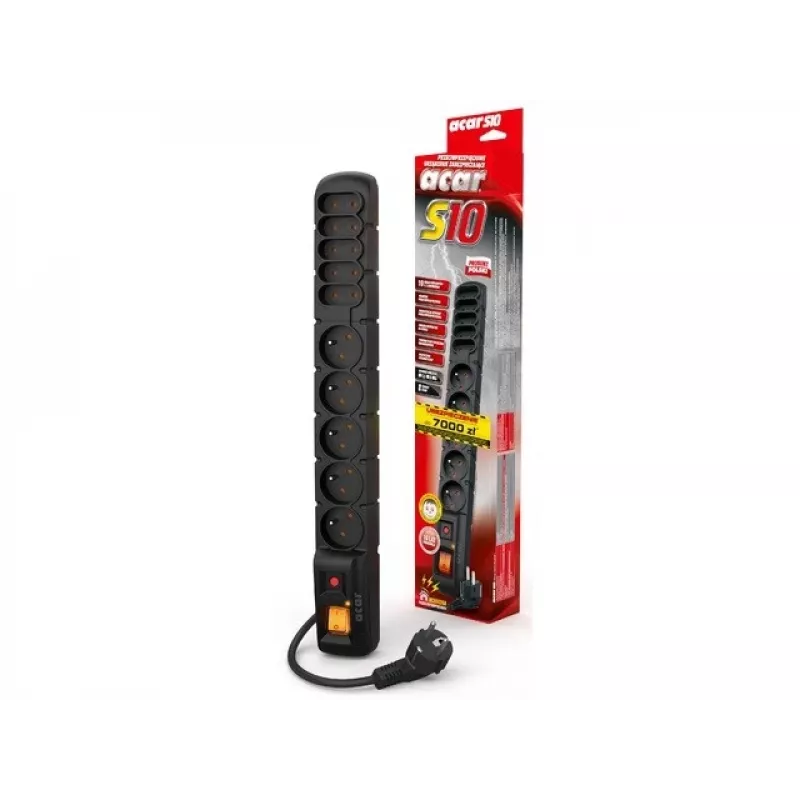 HSK DATA S10 3m verlengkabel 10 AC-stopcontacten binnen/buiten zwart