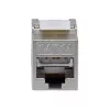 Afgeschermde Cat.6A slanke Keystone Jack, EQUIP 767223, gereedschapsloos, RJ-45, plat, zilver, 8 stuks