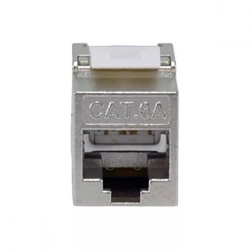 Afgeschermde Cat.6A slanke Keystone Jack, EQUIP 767223, gereedschapsloos, RJ-45, plat, zilver, 8 stuks