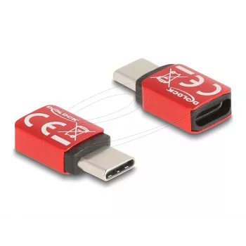 Delock 60689 USB-C-datablocker, USB-C-stekker naar USB-C-aansluiting, 240 W, rood
