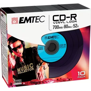 EMTEC Vinyl Look - 10 x CD-R - 700 MB (80 min) 52x - blauw, geel, lila, groen, roze - slim jewel case