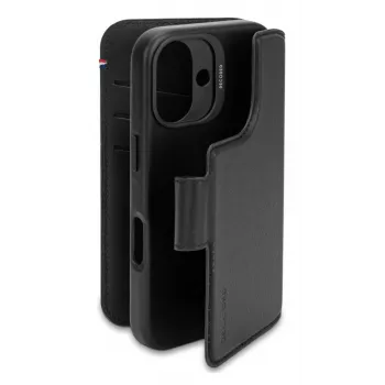 Leren hoes voor iPhone 16, zwart