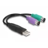 DeLOCK USB-naar-PS/2-adapter 0,17 m 2x 6-polige Mini-DIN USB A