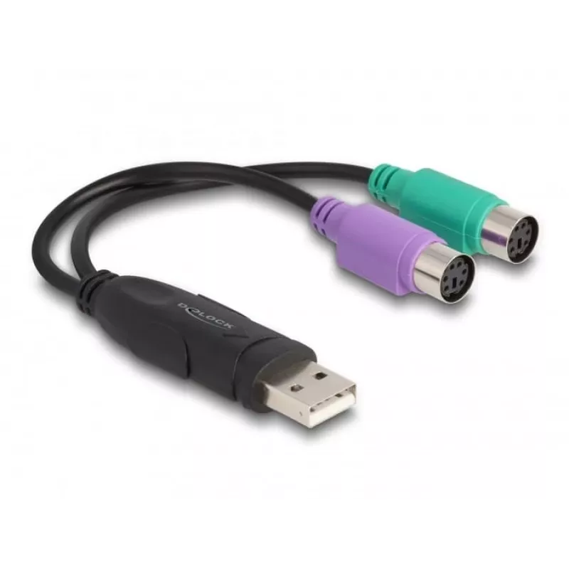 DeLOCK USB-naar-PS/2-adapter 0,17 m 2x 6-polige Mini-DIN USB A