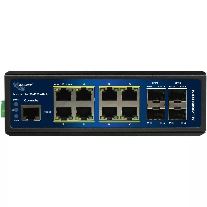 ALLNET industriële PoE switch ALL-SGI8112PMJ 8+4 poorten