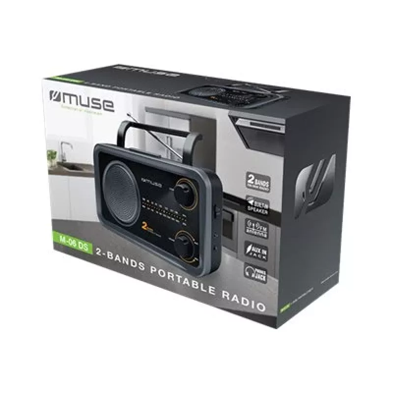 Muse | 2-band draagbare radio | M-06DS | AUX-ingang | grijs