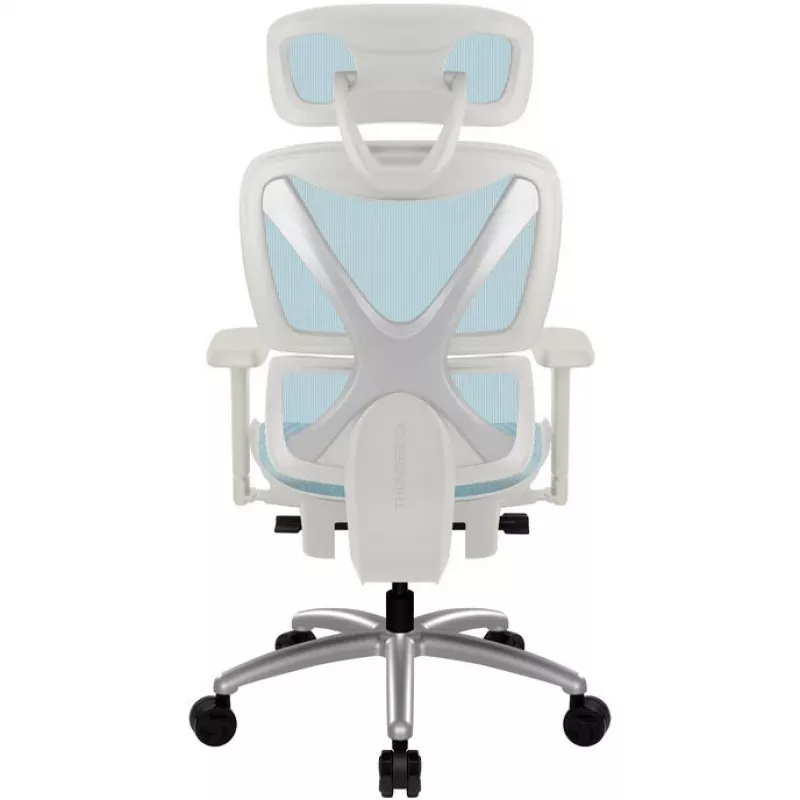 Ergonomische bureaustoel thunder x3 TEGC-3073102.B1 — wit-blauwe bekleding, verstelbare armleuningen, hoge rugleuning